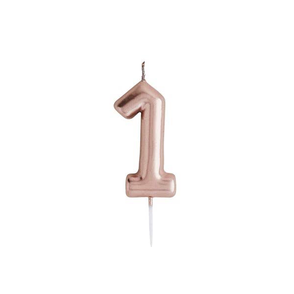 Rose Gold Number '1' Candle