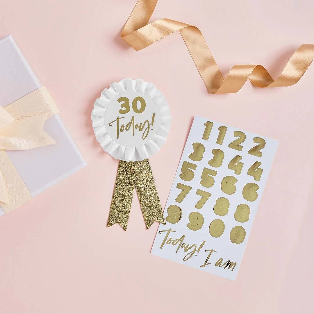 Gold Milestone Birthday Badge Personalised With 1 Sticker Sh