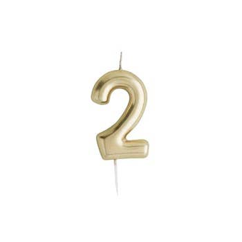 Gold Number '2' Candle