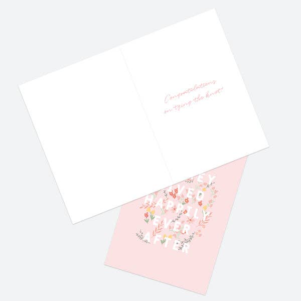 Wedding Card - Blush Floral Typography - Happily Ever After