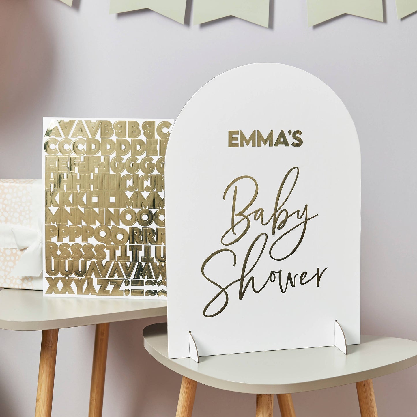 Baby Shower Sign & X1 Sticker Sheets (Sign Height 42Cm & Len