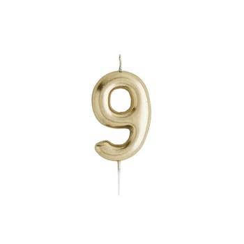 Gold Number '9' Candle