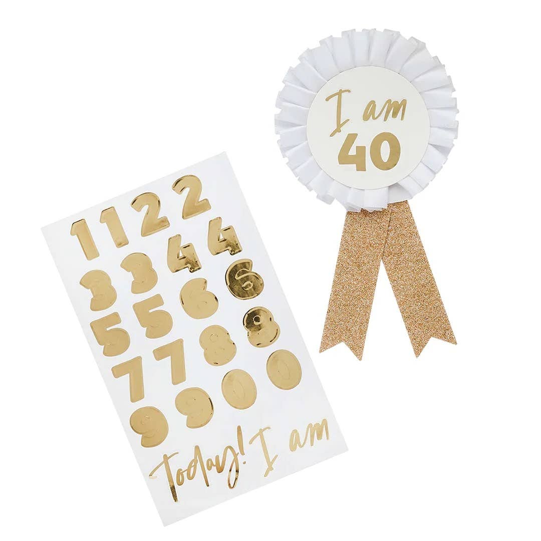 Gold Milestone Birthday Badge Personalised With 1 Sticker Sh