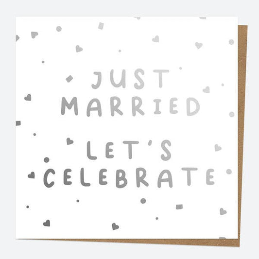 Luxury Foil Wedding Card - Confetti Typography Just Married