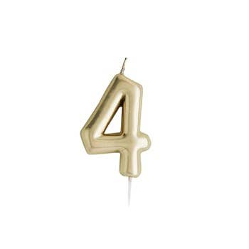 Gold Number '4' Candle