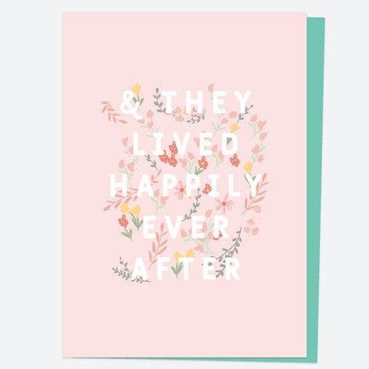 Wedding Card - Blush Floral Typography - Happily Ever After