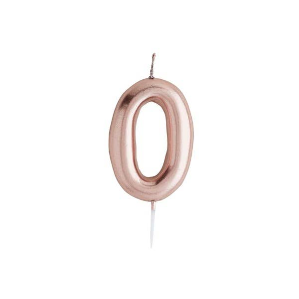 Rose Gold Number '0' Candle