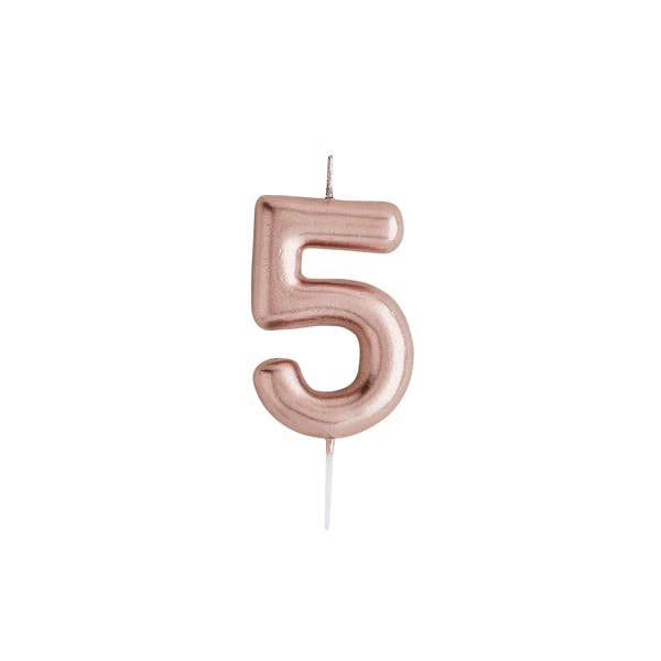 Rose Gold Number  '5' Candle