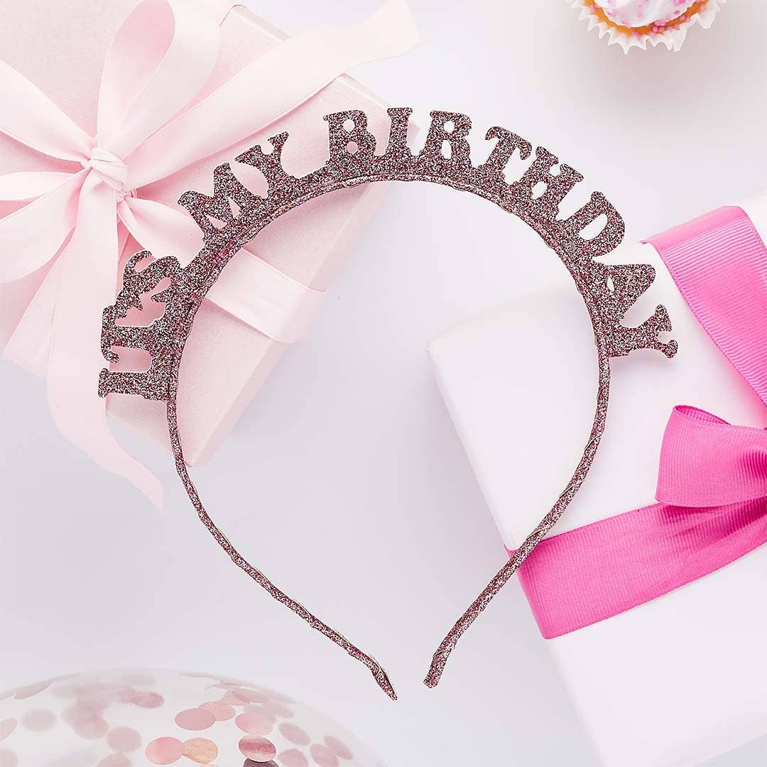 Rose Gold 'It'S My Birthday' Glitter Headband