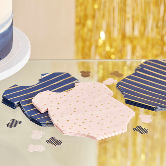 Pink And Navy Baby Grow Napkins