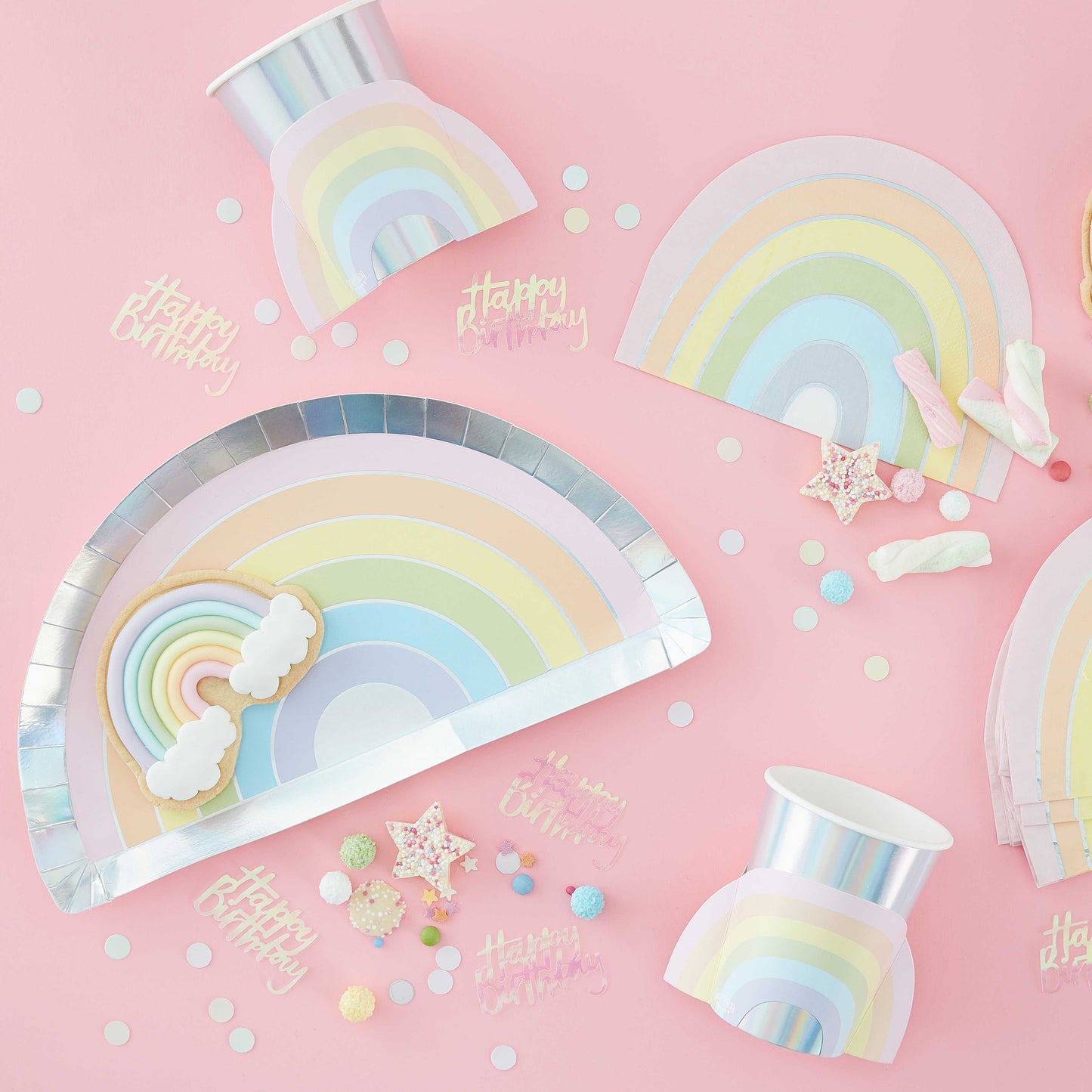 Pastel and Iridescent Foiled Rainbow Plates