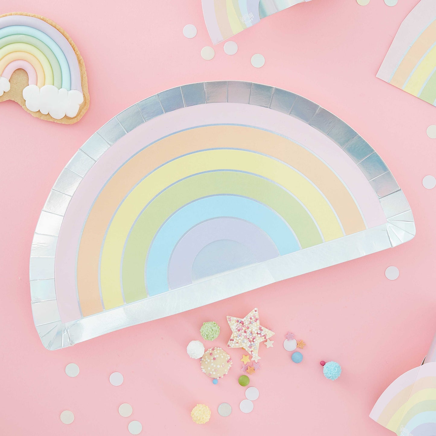 Pastel and Iridescent Foiled Rainbow Plates