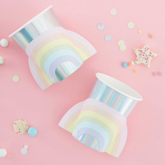 Pastel and Iridescent Paper Rainbow Cups