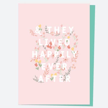 Wedding Card - Blush Floral Typography - Happily Ever After