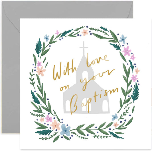 Baptism Floral Card - New Baby Card - Christening Card