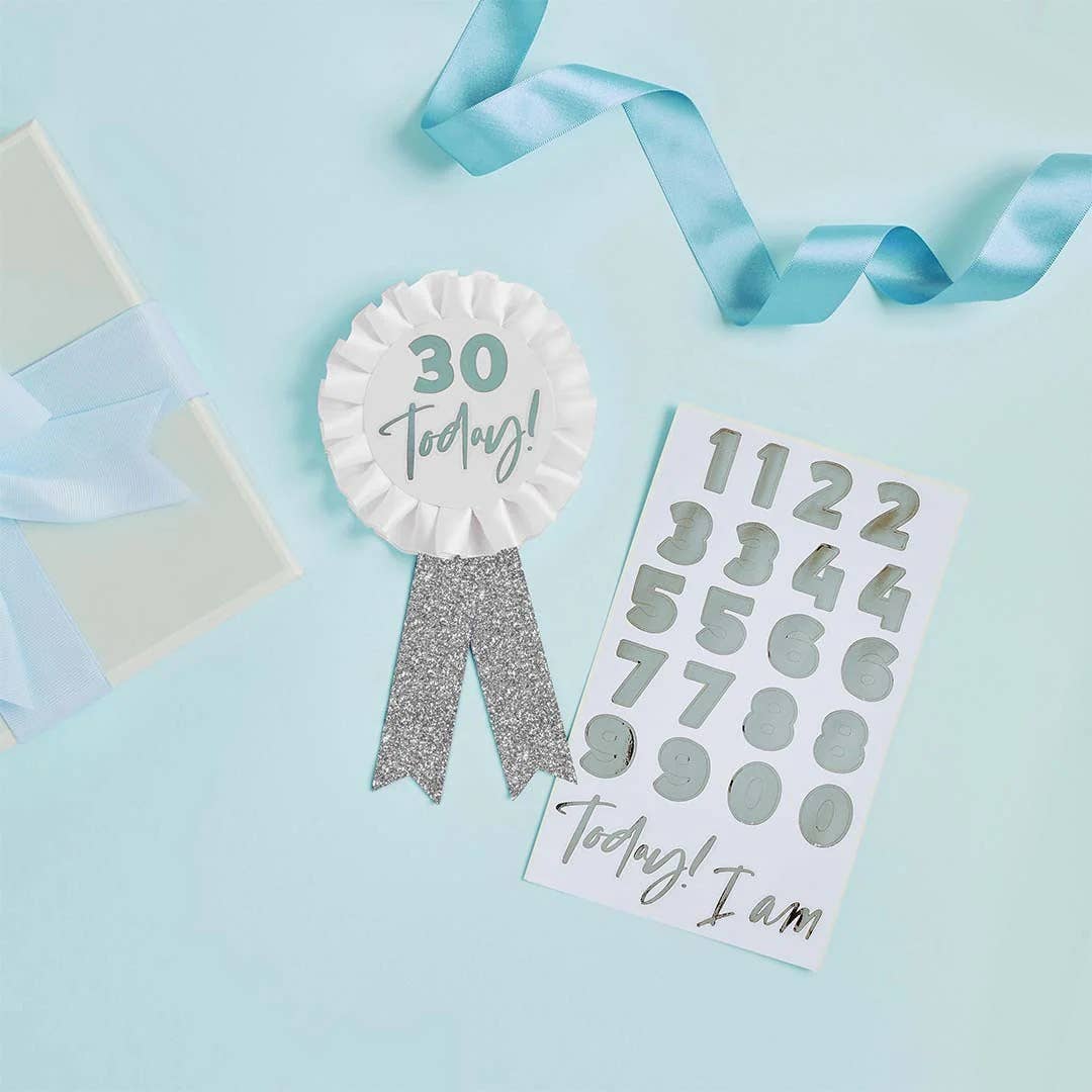 Silver Milestone Birthday Badge Personalised With 1 Sticker