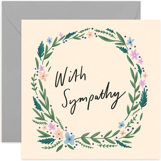 With Sympathy Floral Card - Sympathy Card - Friendship Card