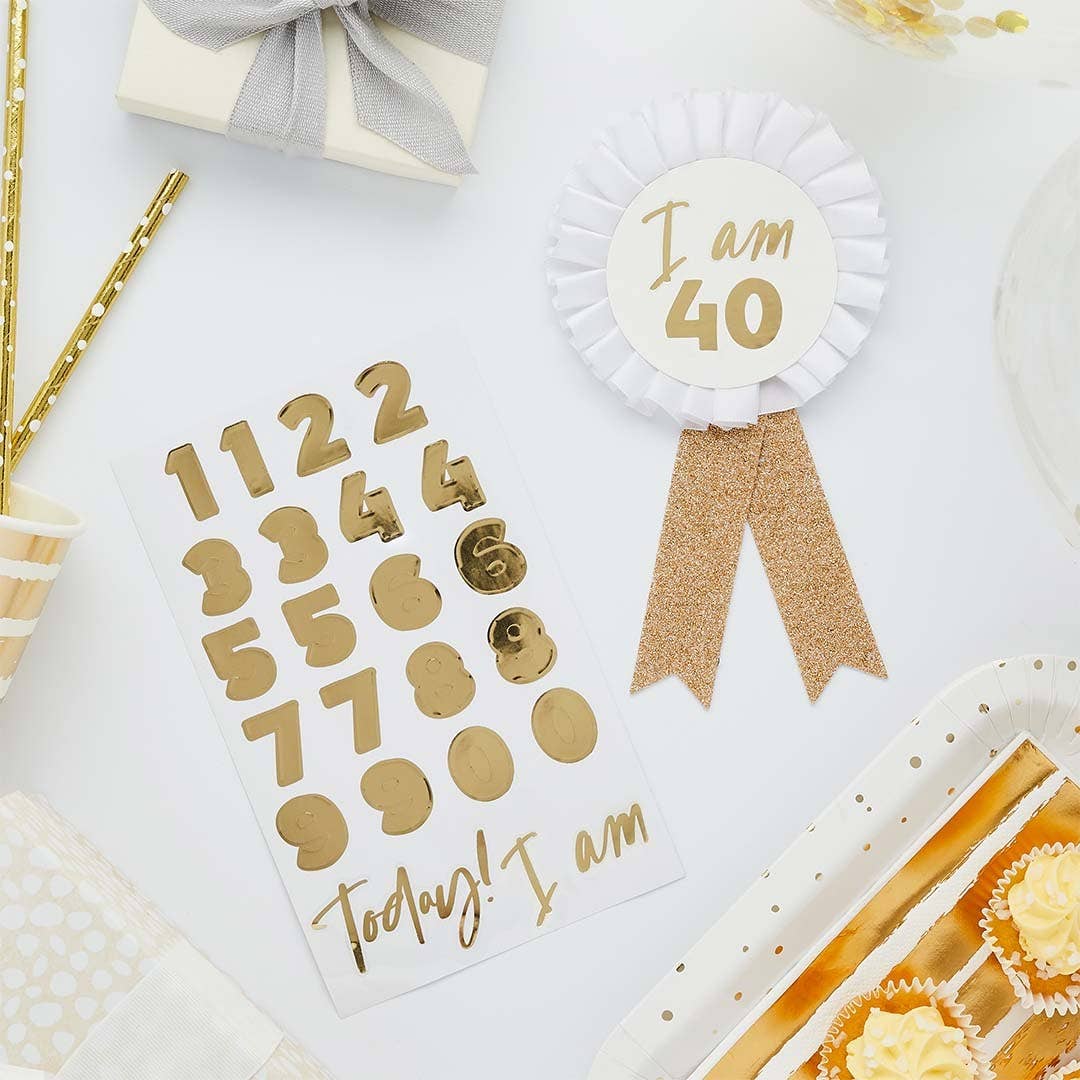 Gold Milestone Birthday Badge Personalised With 1 Sticker Sh