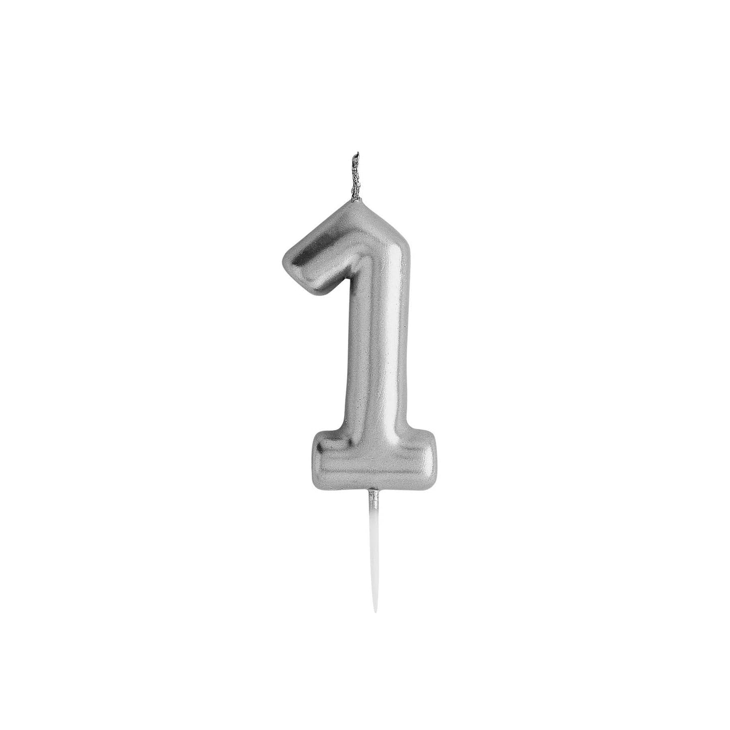 Silver Number  '1' Candle