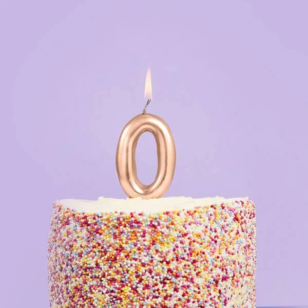 Gold Number '0' Candle