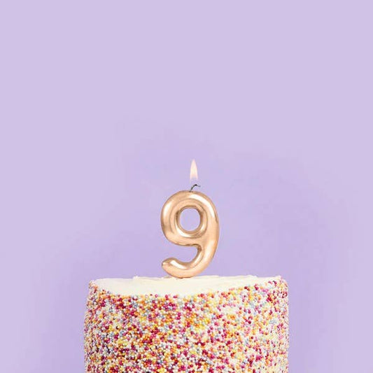 Gold Number '9' Candle